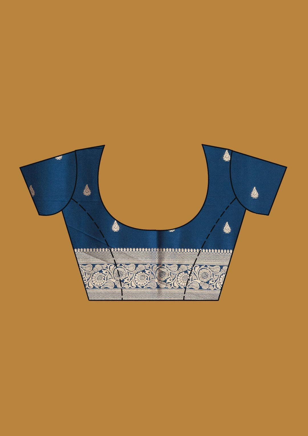 Peacock Blue Zariwork (Silver) Art Silk Silk Saree