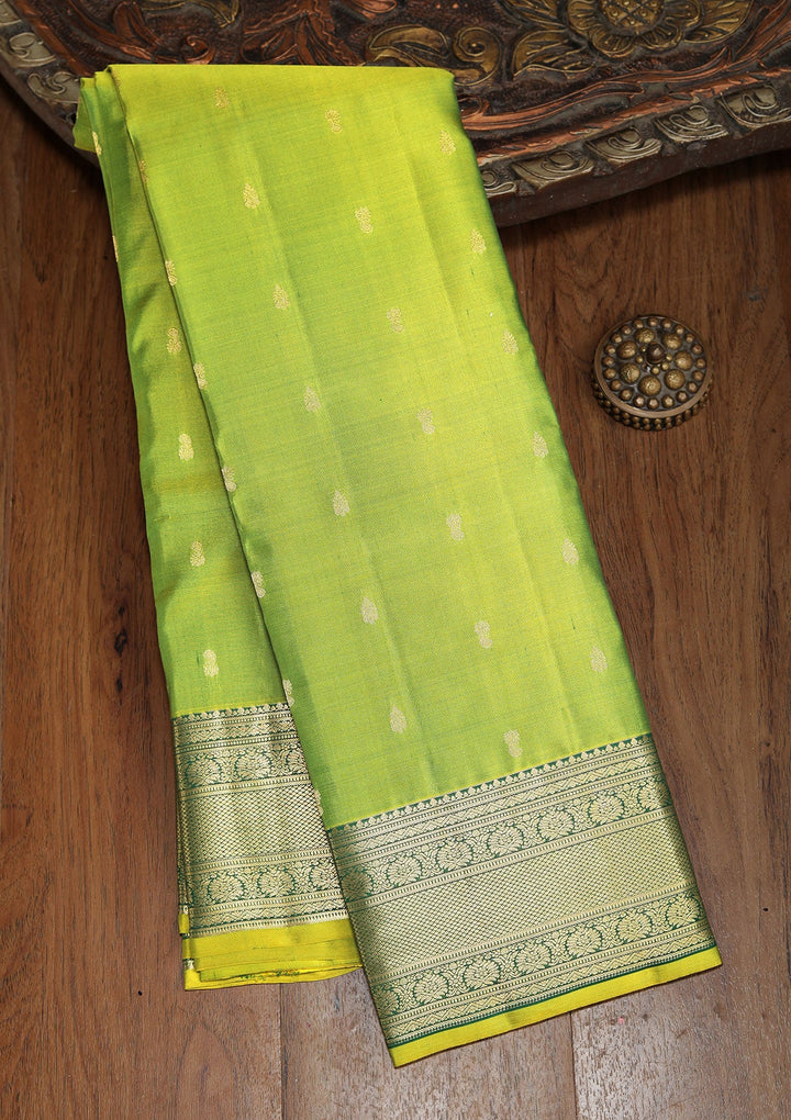 Parrot Green Zariwork Pure Silk Saree