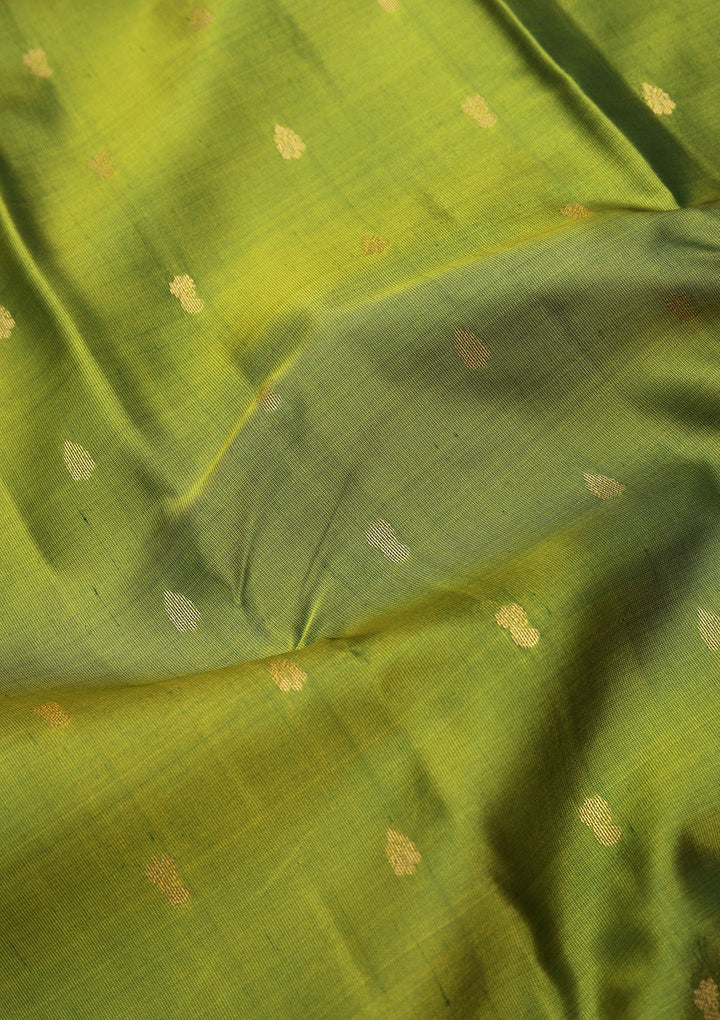 Parrot Green Zariwork Pure Silk Saree