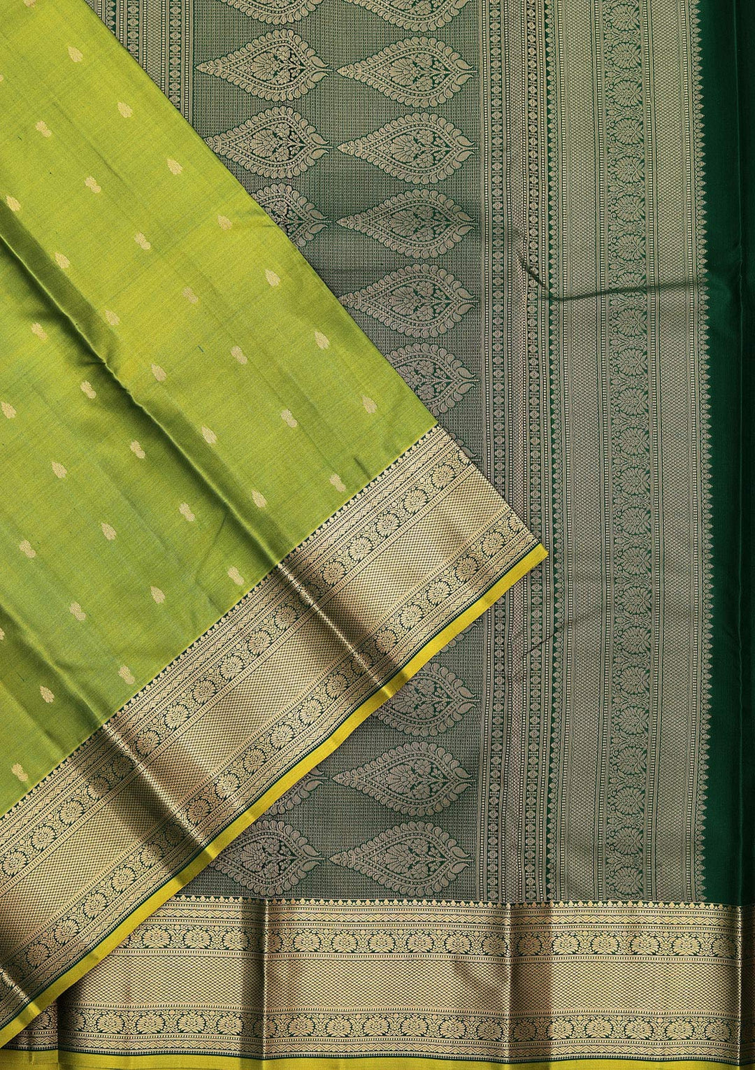 Parrot Green Zariwork Pure Silk Saree