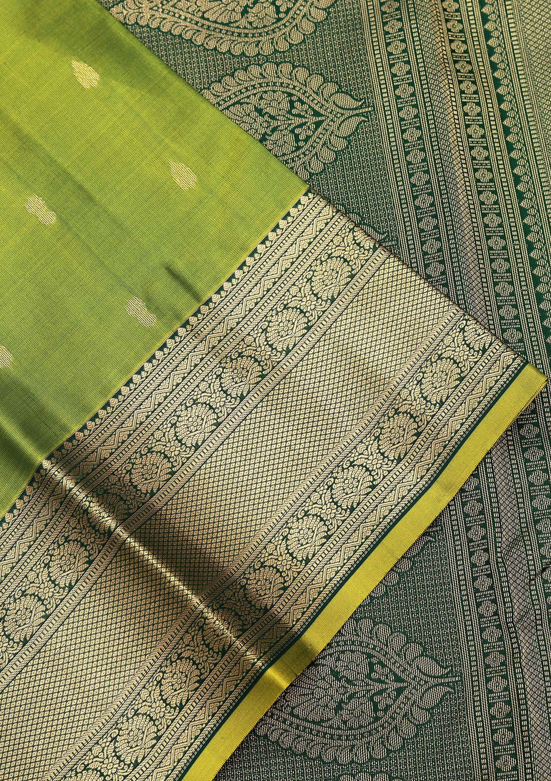 Parrot Green Zariwork Pure Silk Saree
