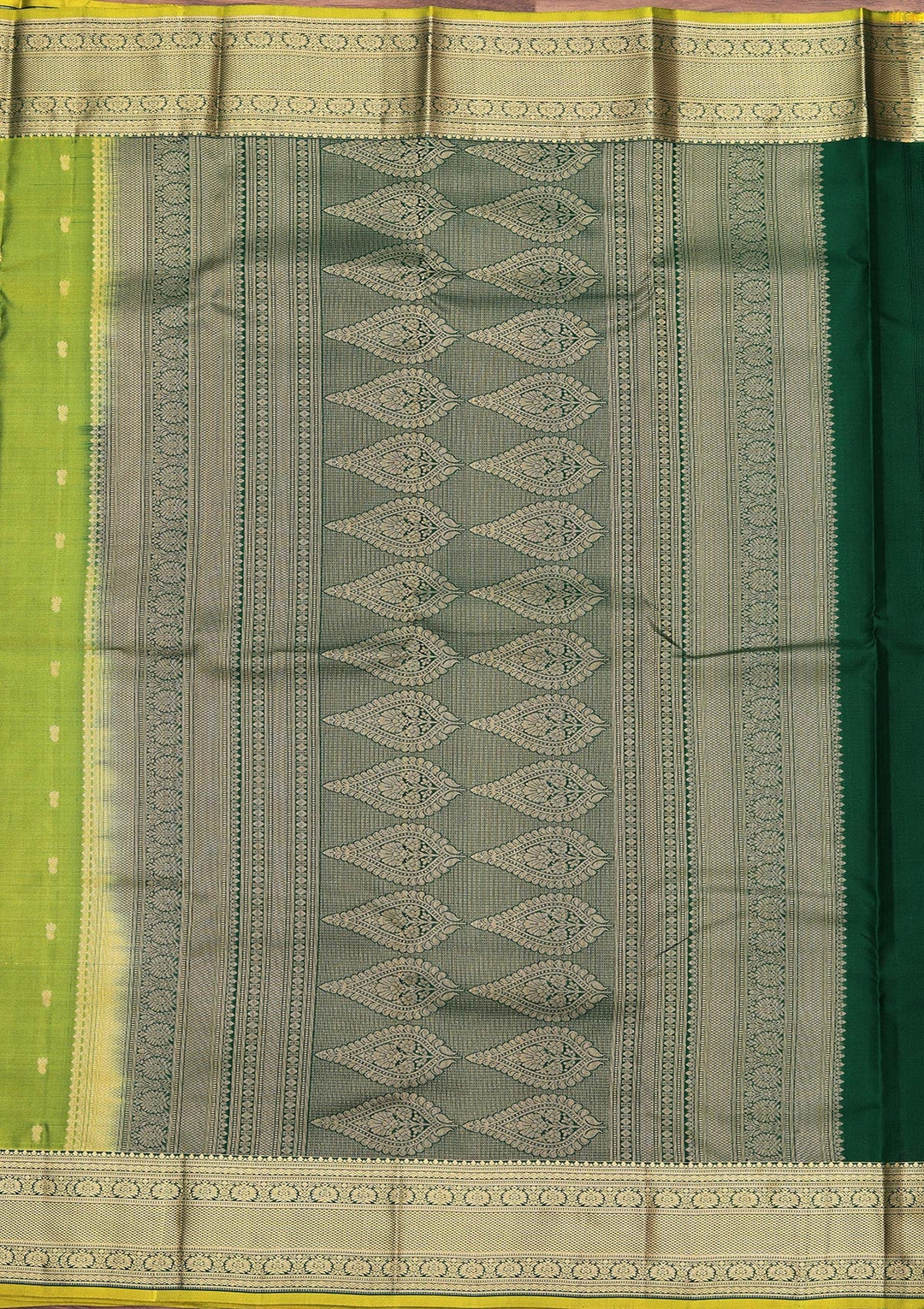 Parrot Green Zariwork Pure Silk Saree