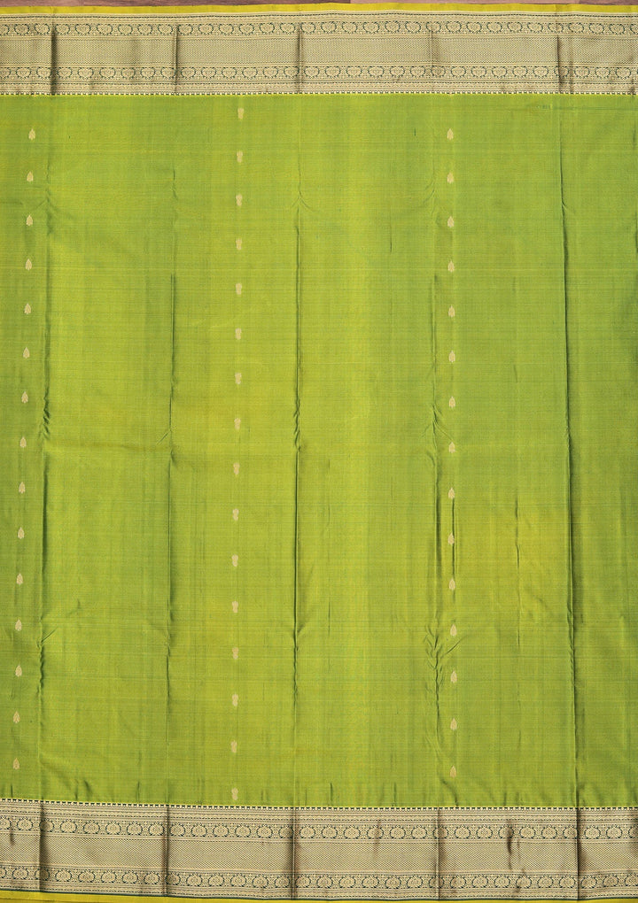 Parrot Green Zariwork Pure Silk Saree