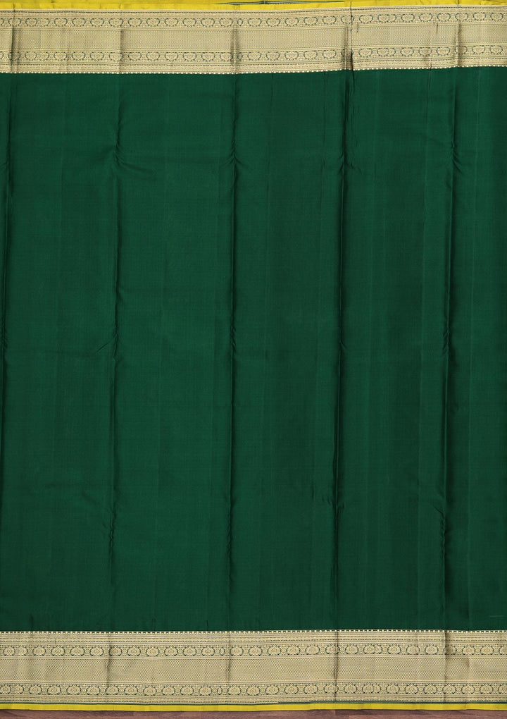 Parrot Green Zariwork Pure Silk Saree