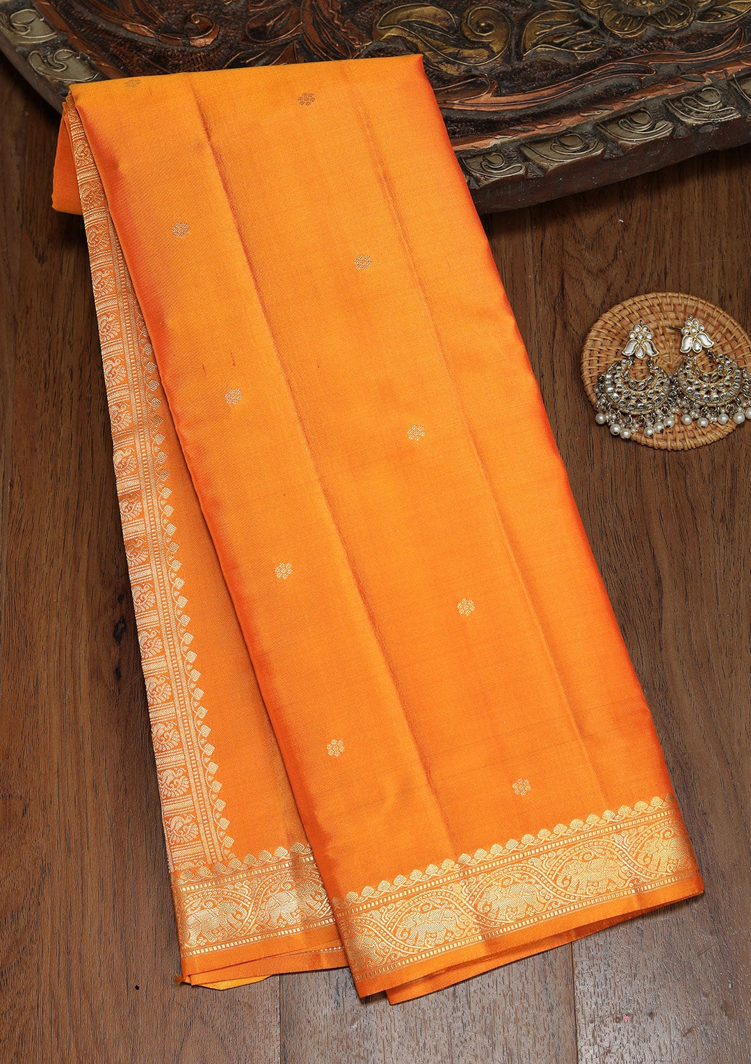 Mustard Zariwork Pure Silk Saree