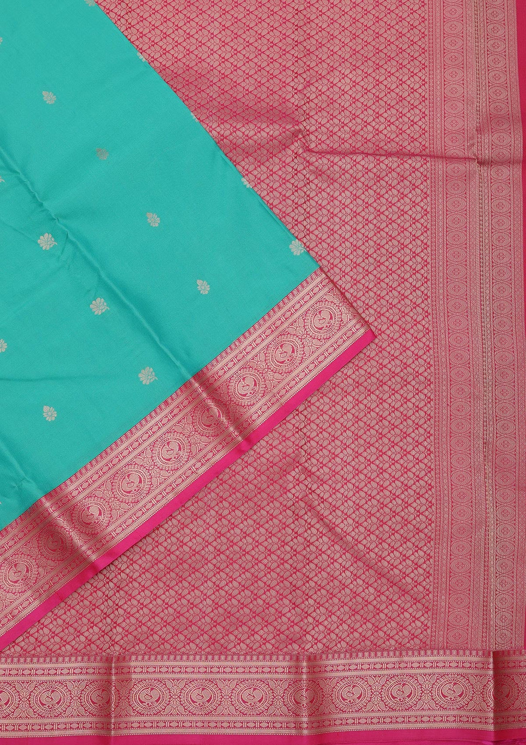 Peacock Green Zariwork Pure Silk Saree