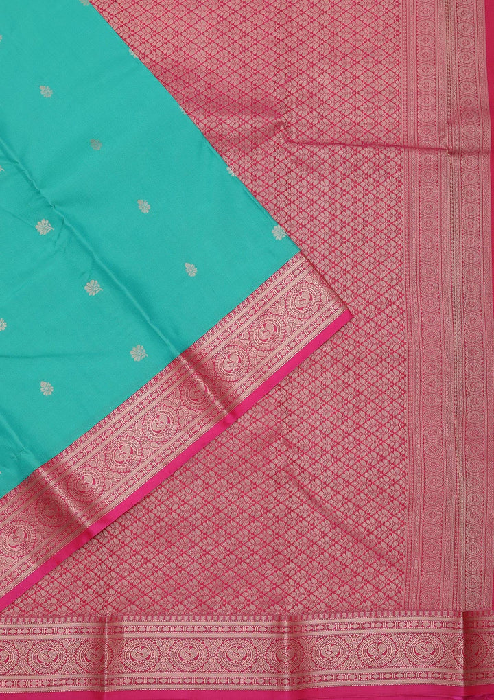 Peacock Green Zariwork Pure Silk Saree