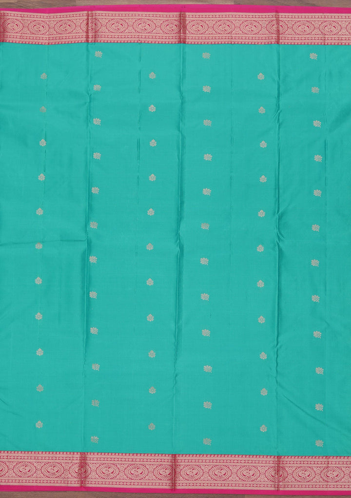 Peacock Green Zariwork Pure Silk Saree