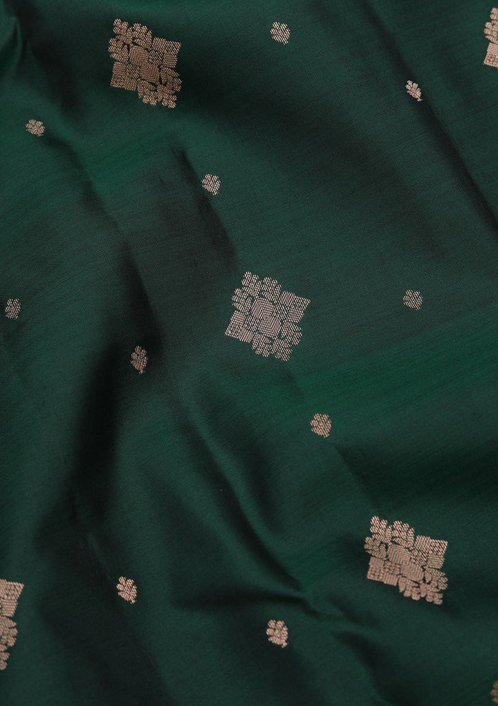 Bottle Green Zariwork Pure Silk Saree