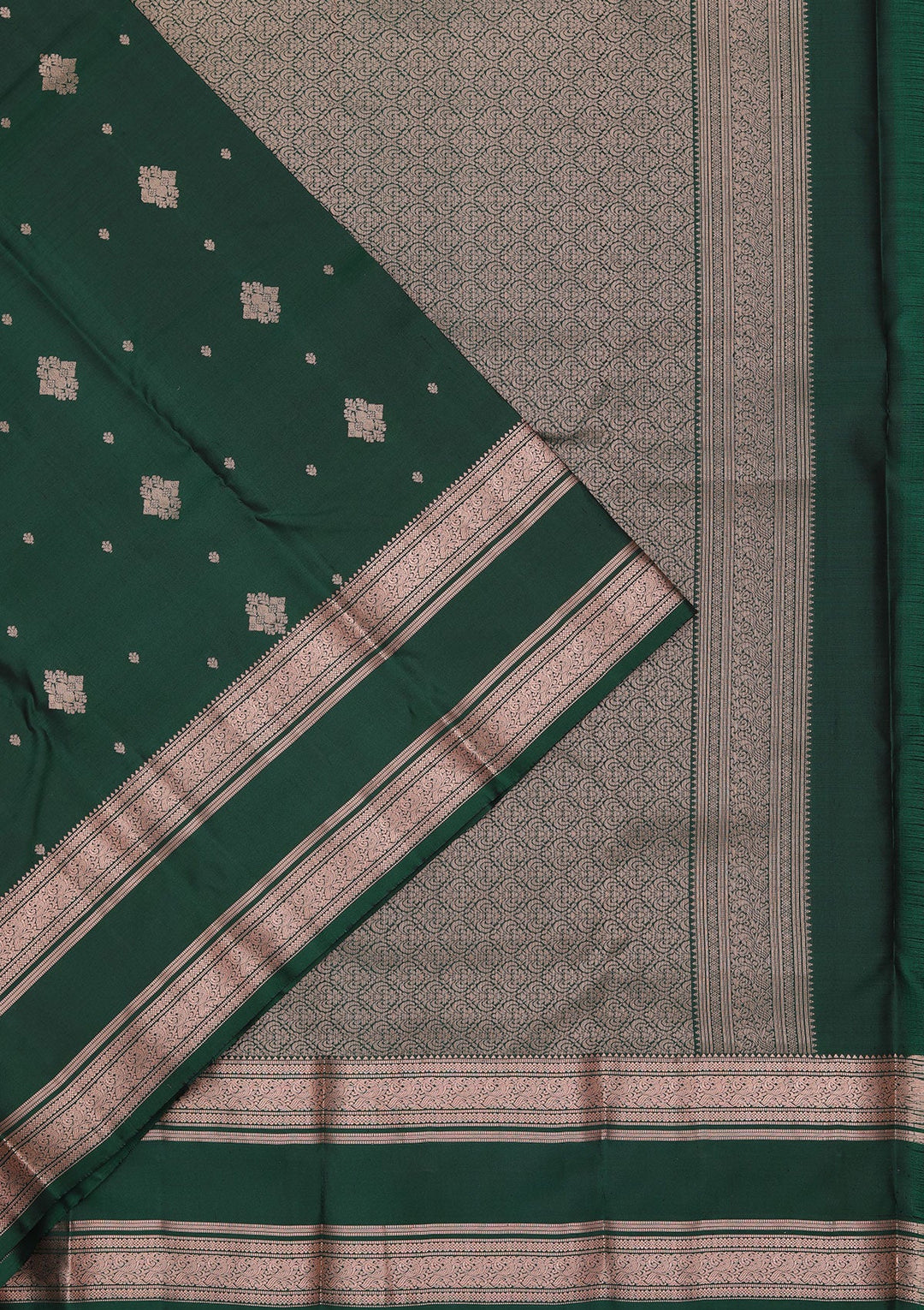 Bottle Green Zariwork Pure Silk Saree