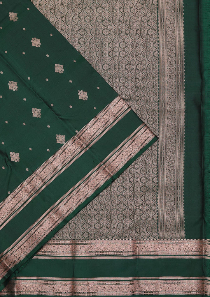 Bottle Green Zariwork Pure Silk Saree