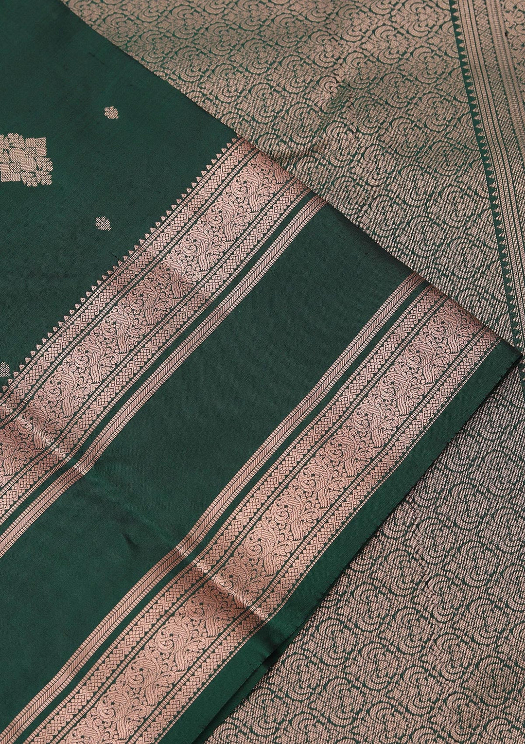 Bottle Green Zariwork Pure Silk Saree