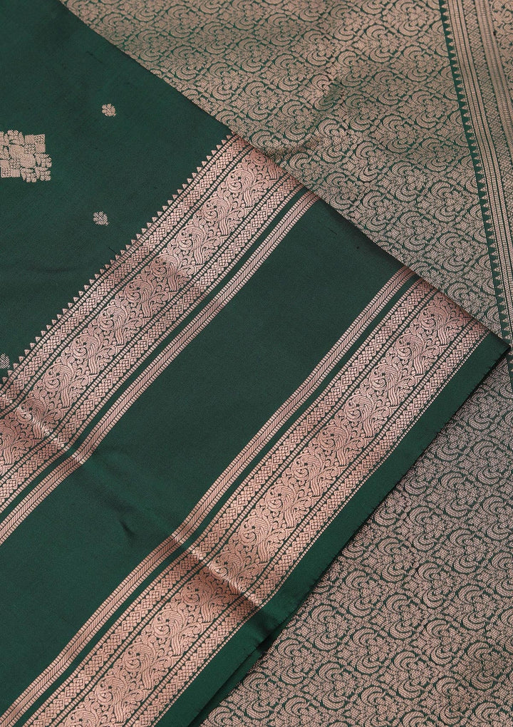 Bottle Green Zariwork Pure Silk Saree