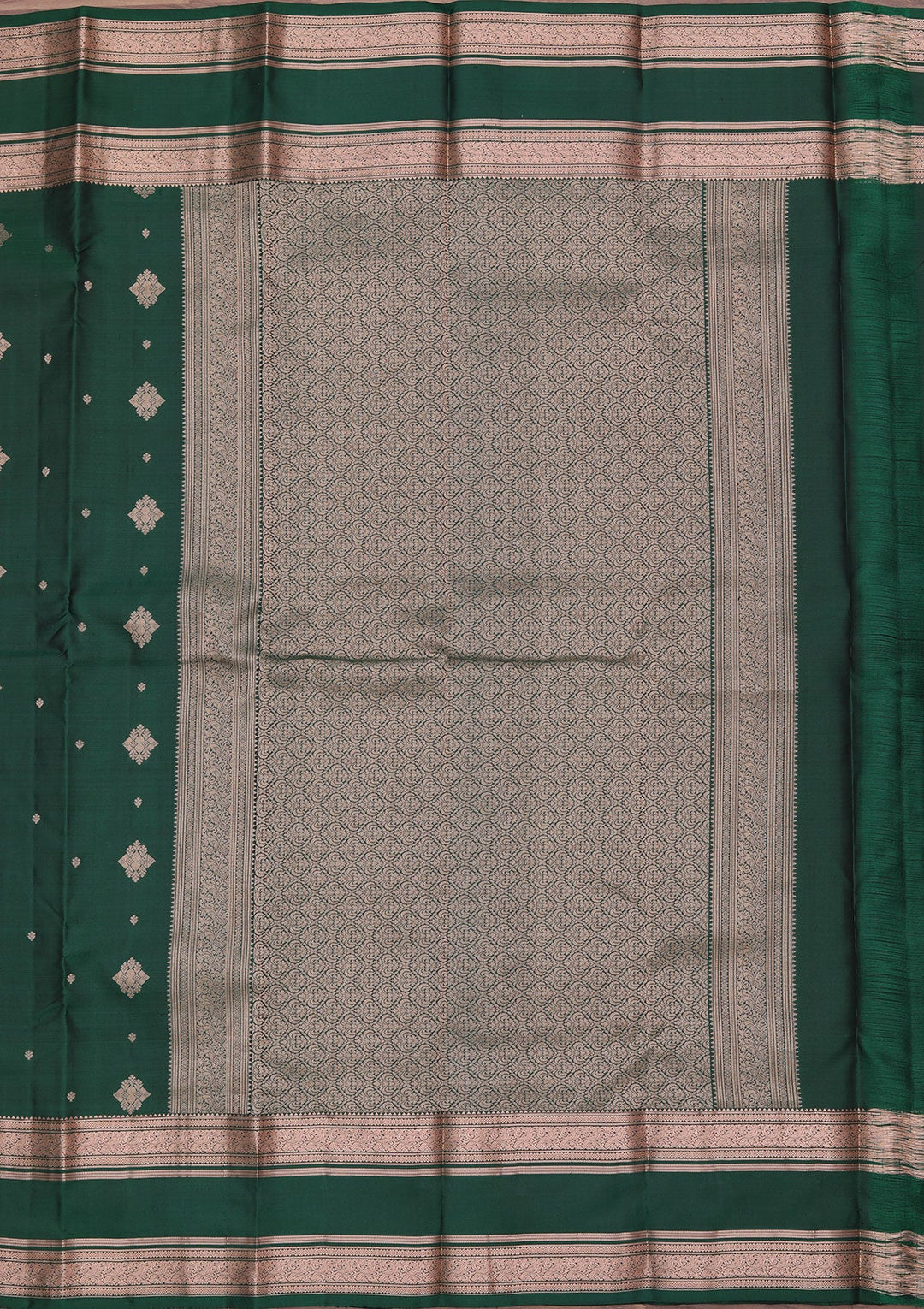 Bottle Green Zariwork Pure Silk Saree
