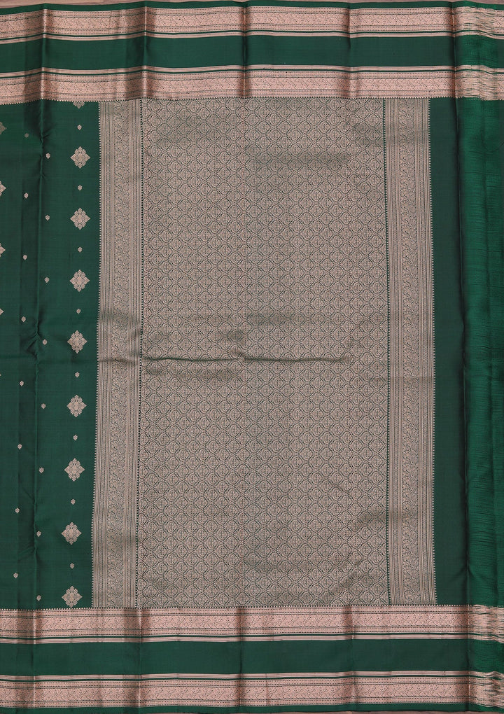 Bottle Green Zariwork Pure Silk Saree