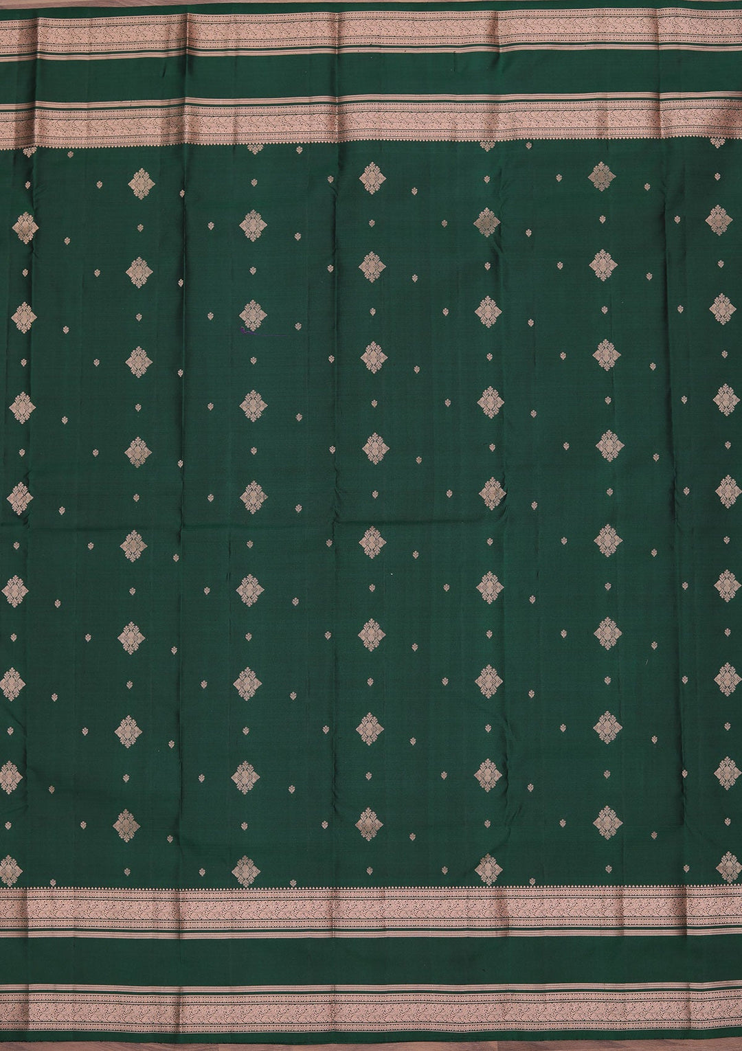 Bottle Green Zariwork Pure Silk Saree