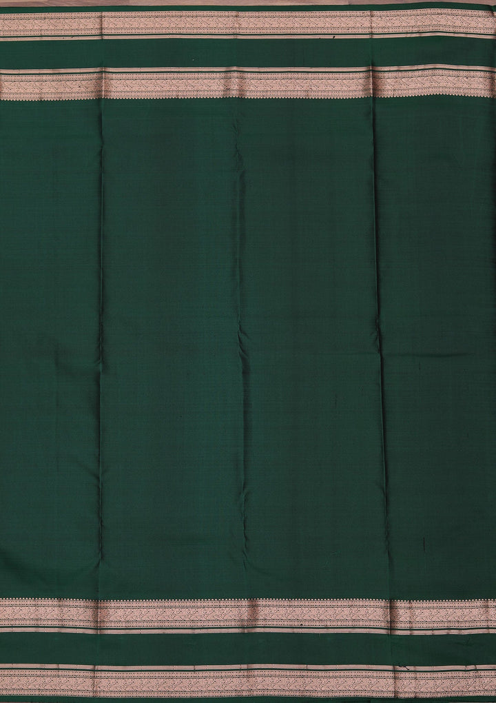 Bottle Green Zariwork Pure Silk Saree