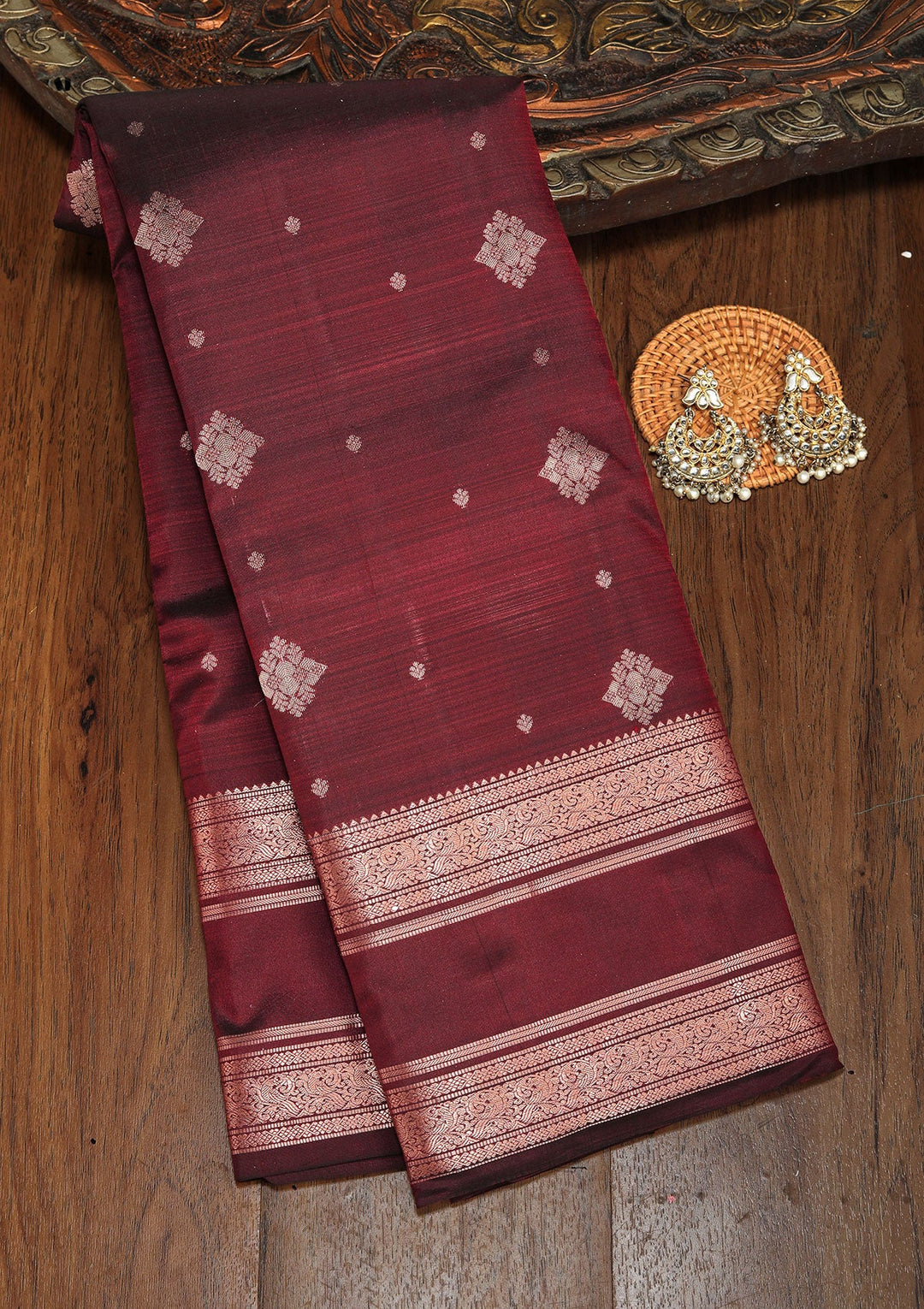 Maroon Zariwork Pure Silk Saree