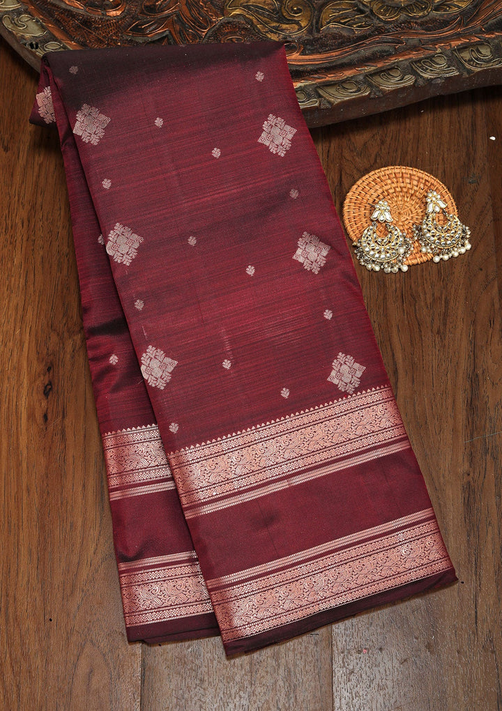 Maroon Zariwork Pure Silk Saree