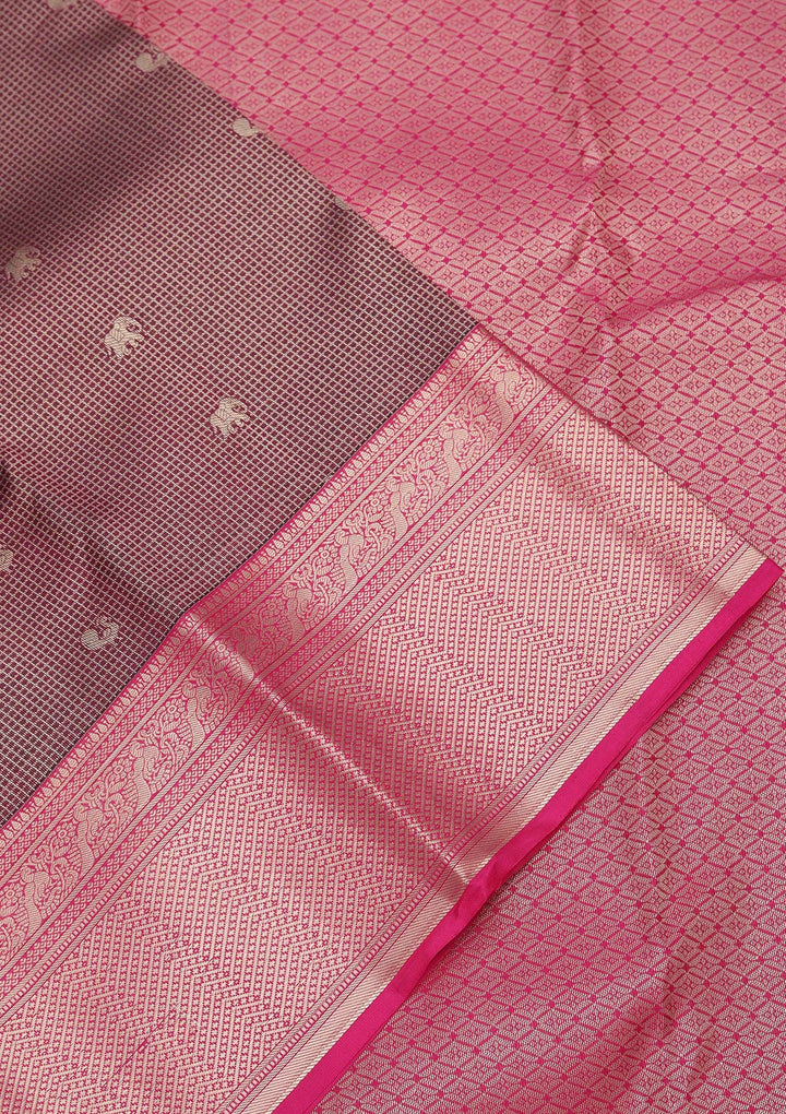 Wine Zariwork Pure Silk Saree