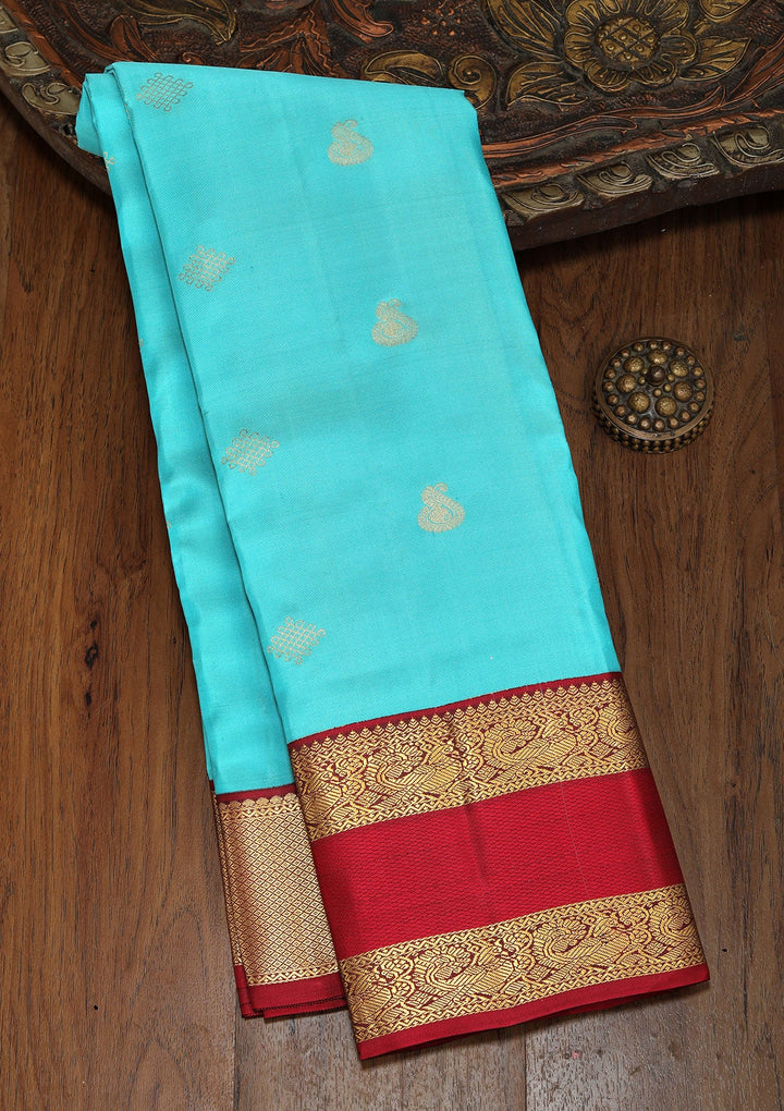 Sky Blue Zariwork Pure Silk Saree