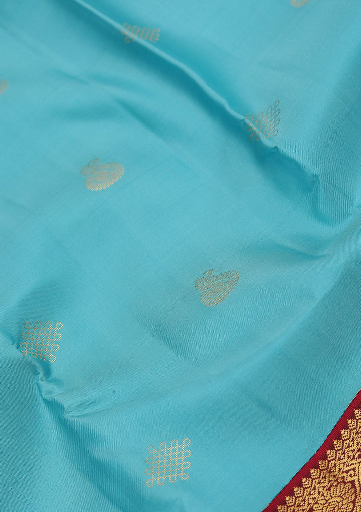Sky Blue Zariwork Pure Silk Saree