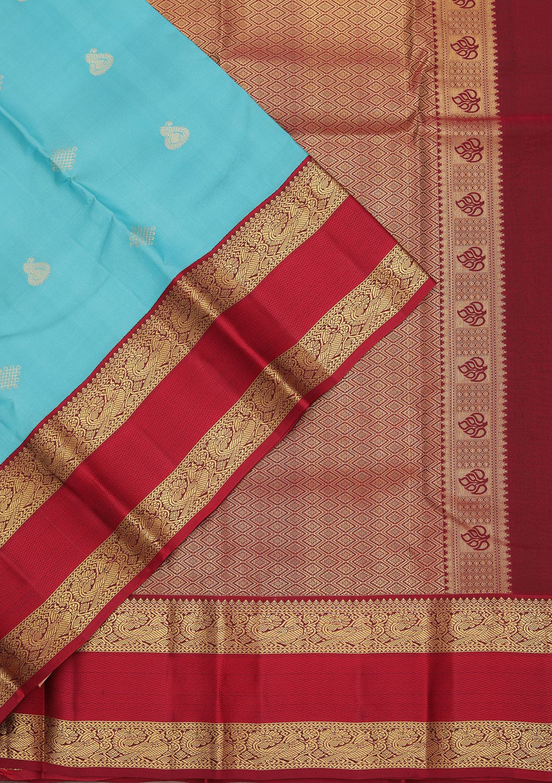 Sky Blue Zariwork Pure Silk Saree