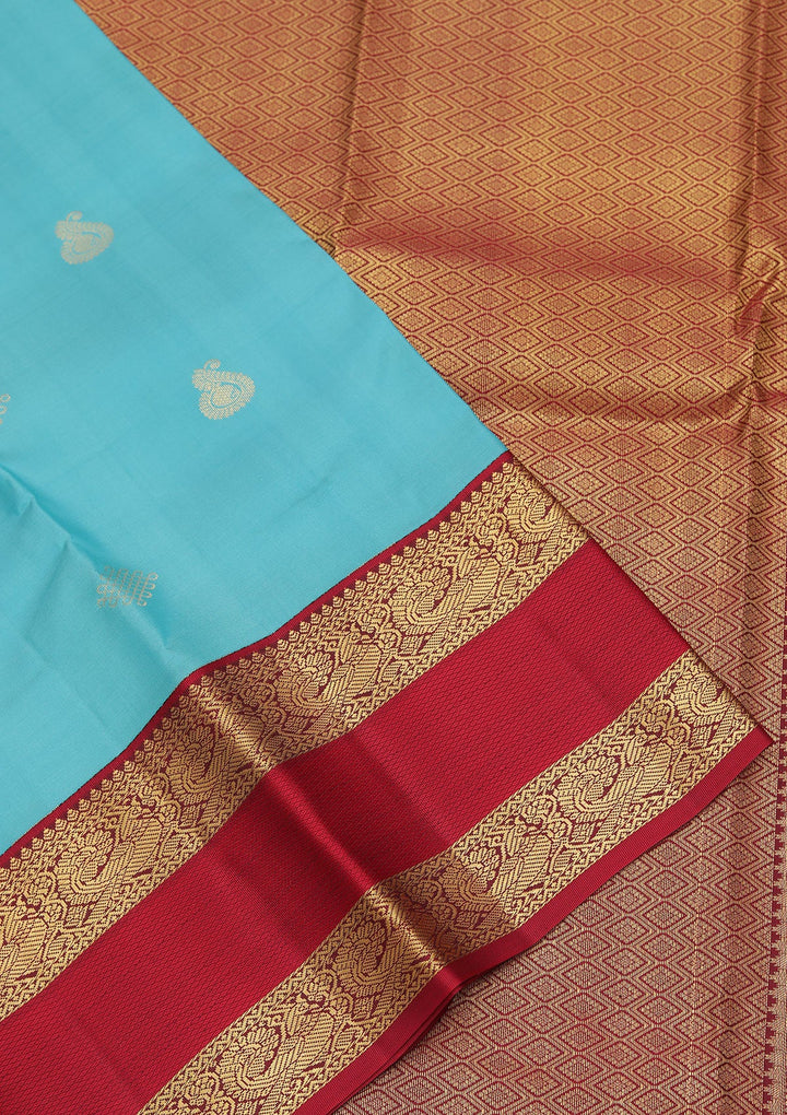 Sky Blue Zariwork Pure Silk Saree