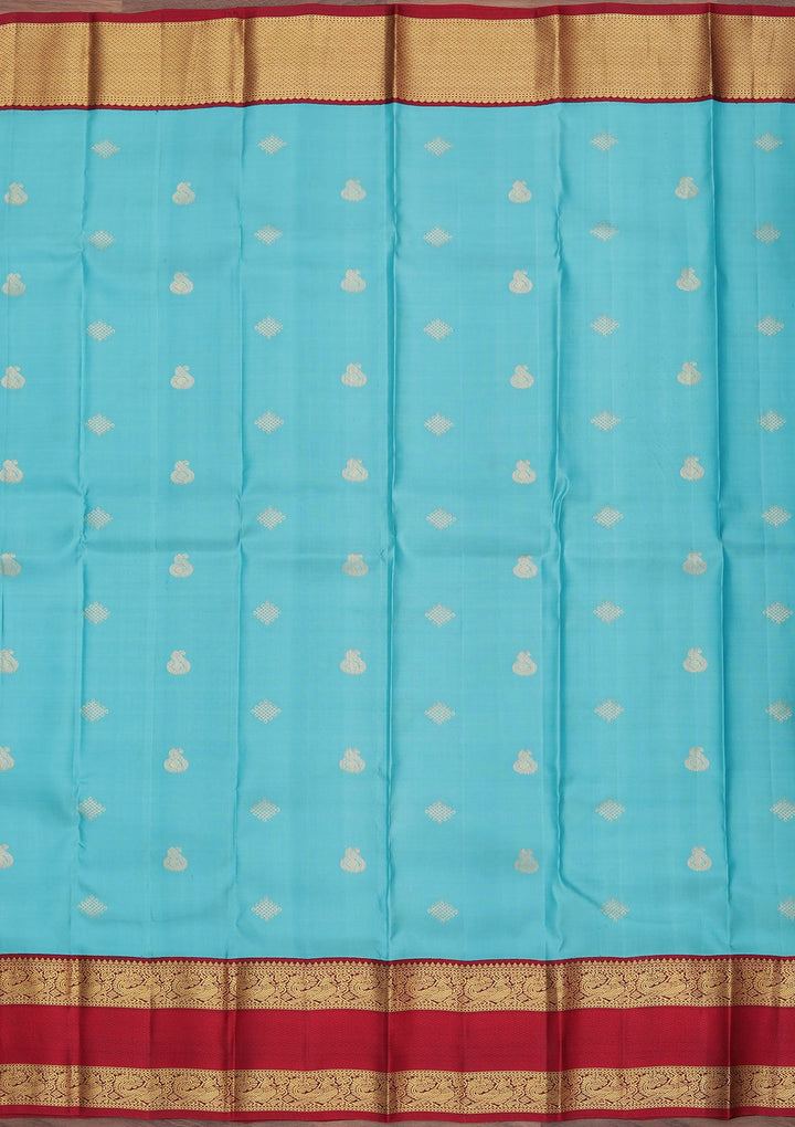 Sky Blue Zariwork Pure Silk Saree