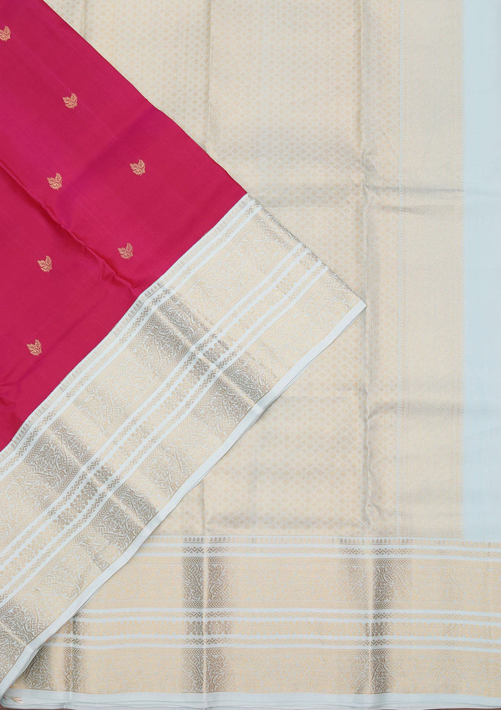 Magenta Pink Zariwork Pure Silk Saree