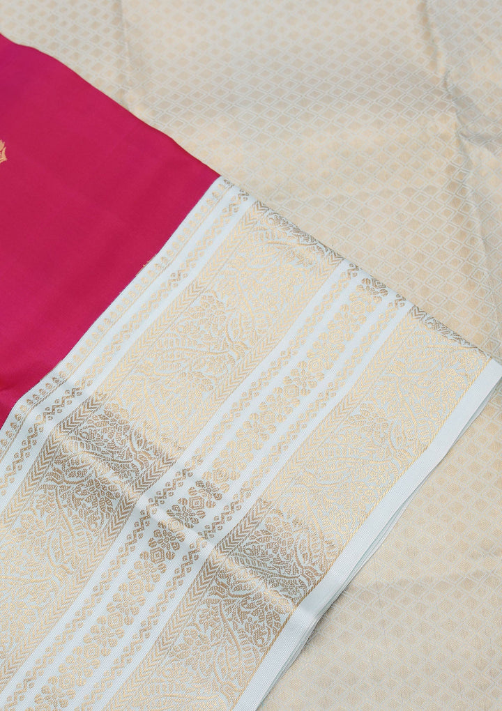Magenta Pink Zariwork Pure Silk Saree