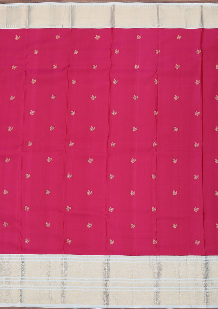 Magenta Pink Zariwork Pure Silk Saree