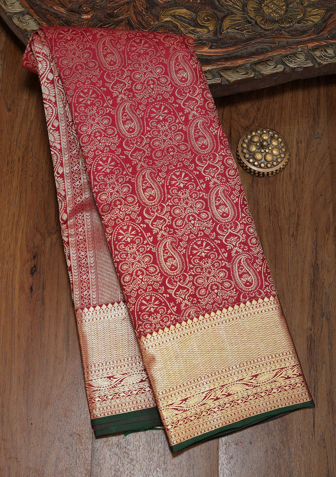 Brown Zariwork Pure Silk Saree