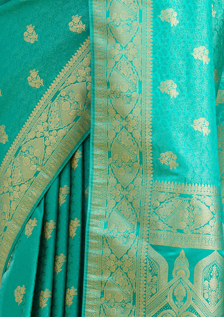Turquoise Blue Zariwork (Gold) Art Silk Saree