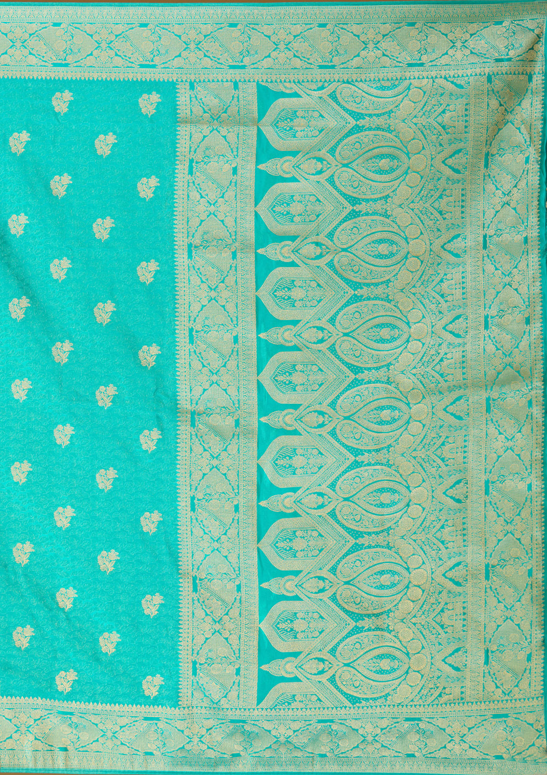 Turquoise Blue Zariwork (Gold) Art Silk Saree