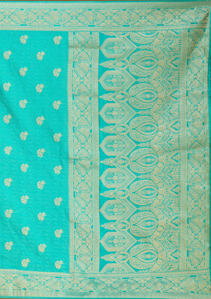 Turquoise Blue Zariwork (Gold) Art Silk Saree
