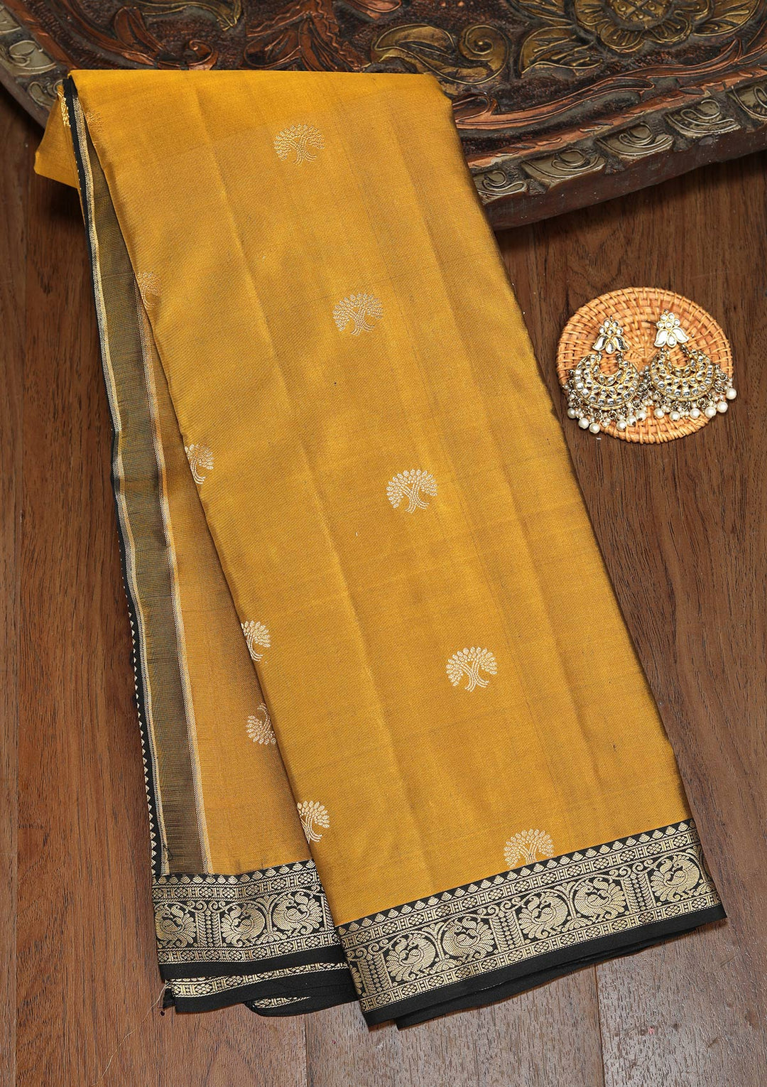 Mehendi Zariwork Pure Silk Saree