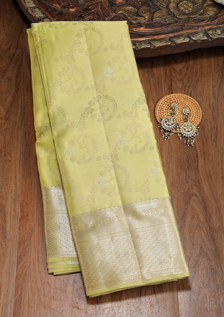 Mehendi Zariwork Pure Silk Saree-koskii