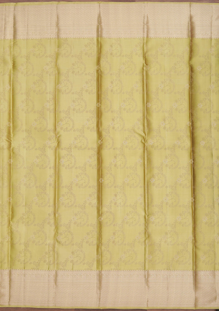 Mehendi Zariwork Pure Silk Saree-koskii