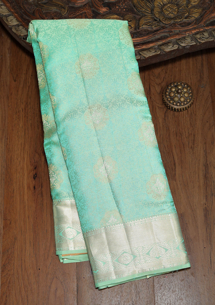 Sea Green Zariwork Pure Silk Saree