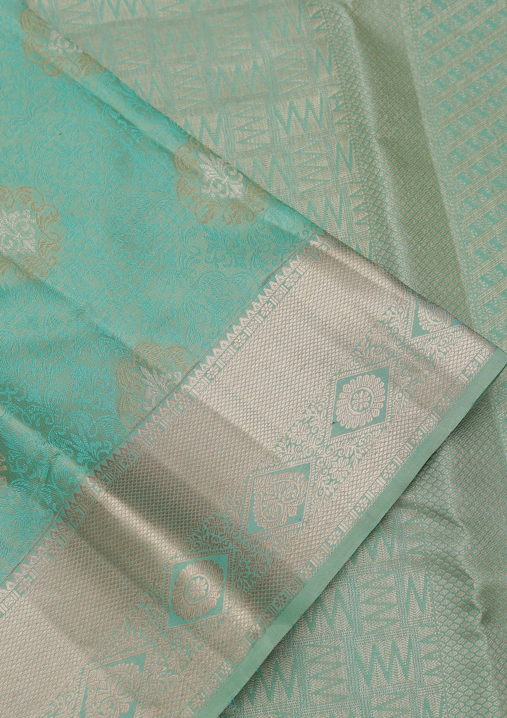 Sea Green Zariwork Pure Silk Saree