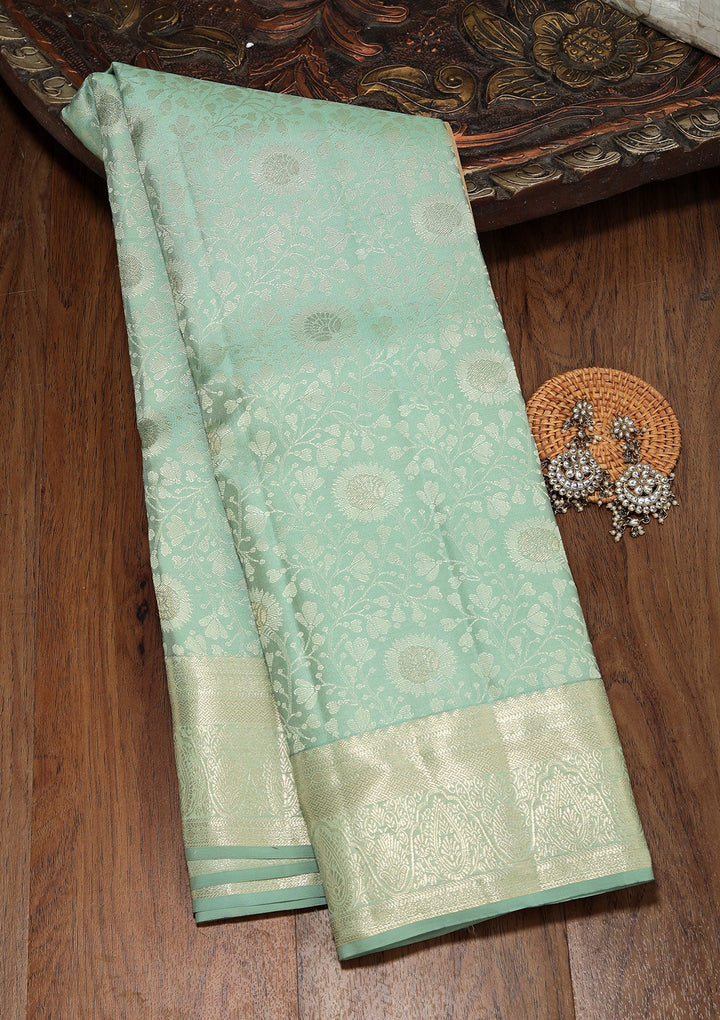 Pista Green Zariwork Pure Silk Saree-koskii
