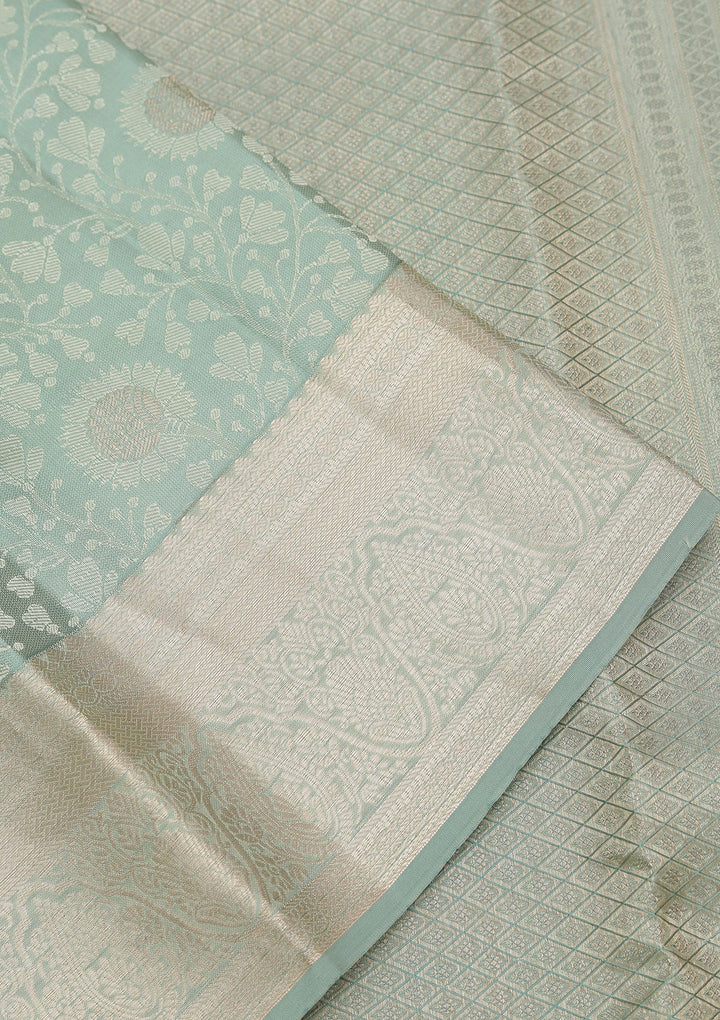 Pista Green Zariwork Pure Silk Saree-koskii