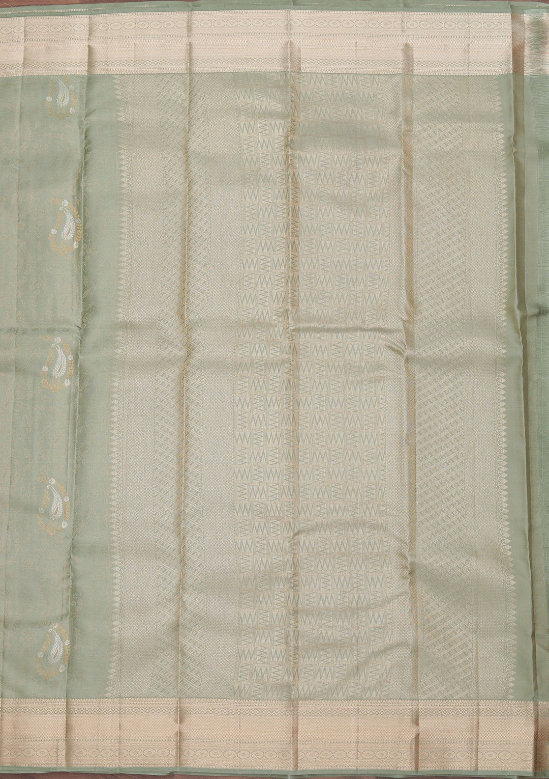 Sea Green Zariwork Pure Silk Saree-koskii