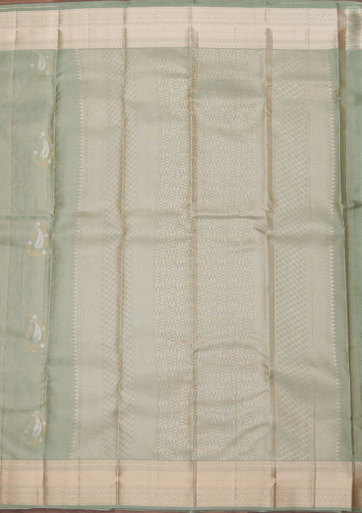 Sea Green Zariwork Pure Silk Saree-koskii