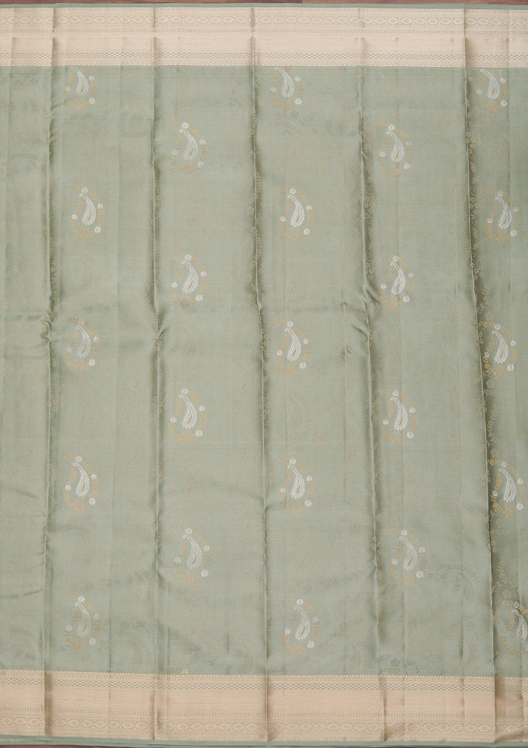 Sea Green Zariwork Pure Silk Saree-koskii