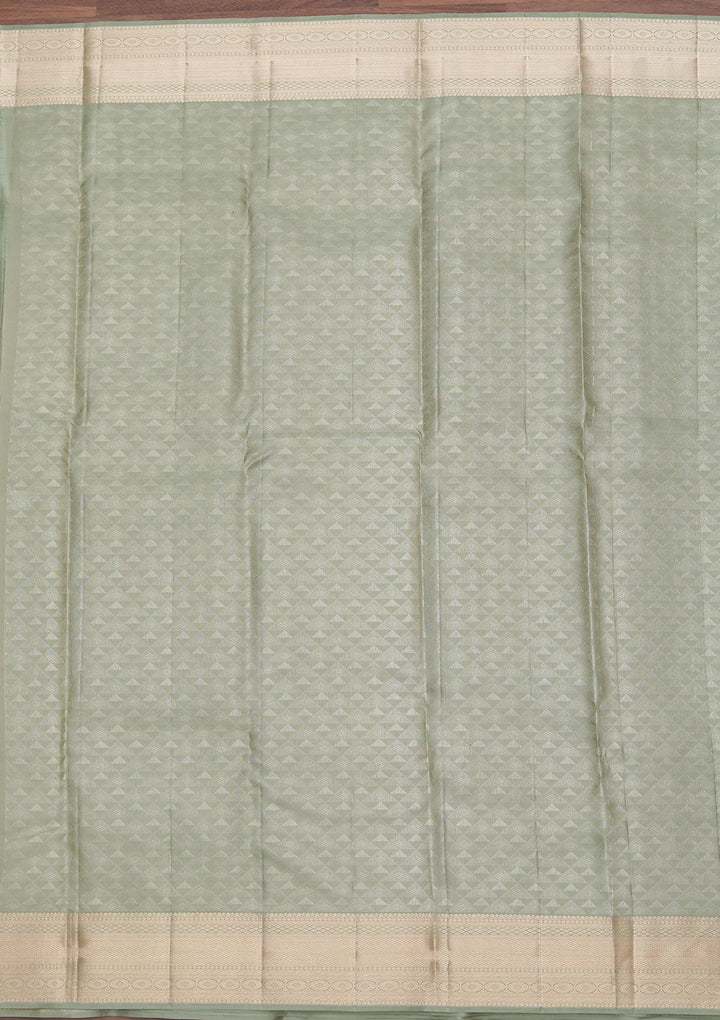 Sea Green Zariwork Pure Silk Saree-koskii