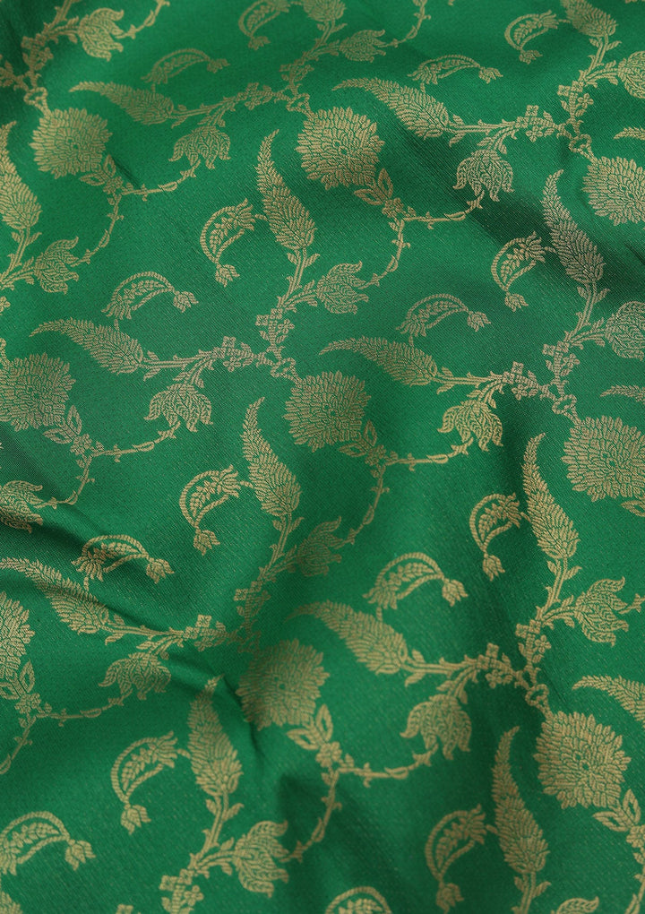 Bottle Green Zariwork Pure Silk Saree-koskii