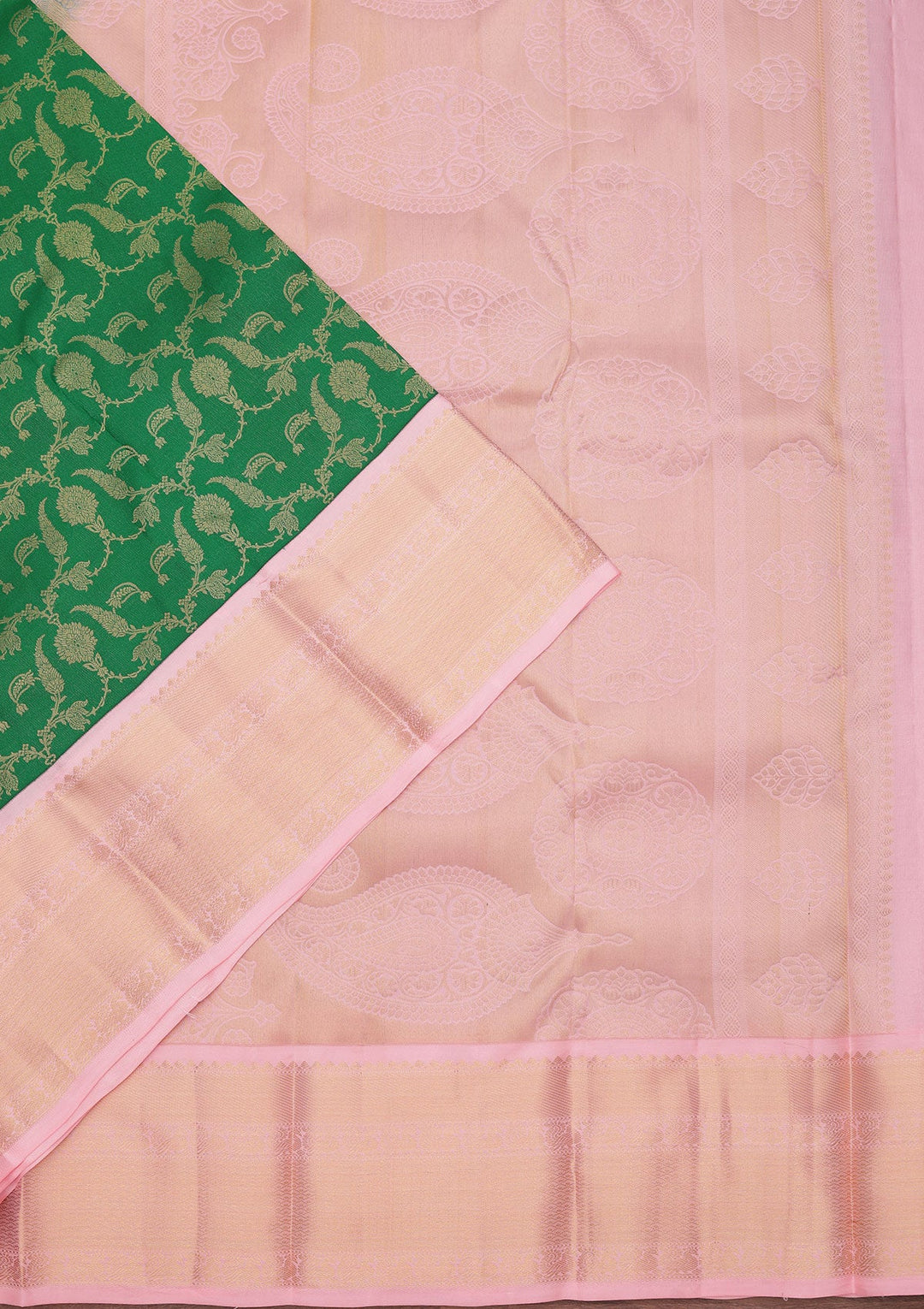 Bottle Green Zariwork Pure Silk Saree-koskii