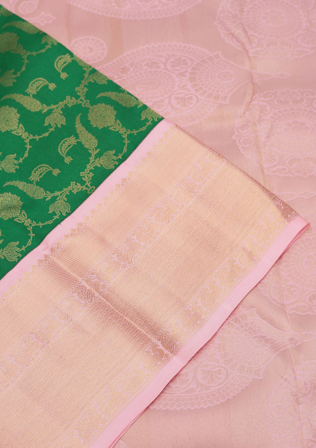 Bottle Green Zariwork Pure Silk Saree-koskii